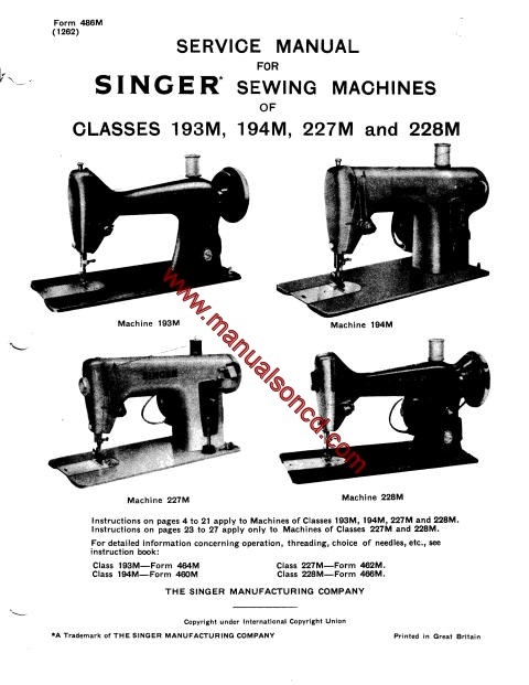 singer walking foot sewing machine manuals free download
